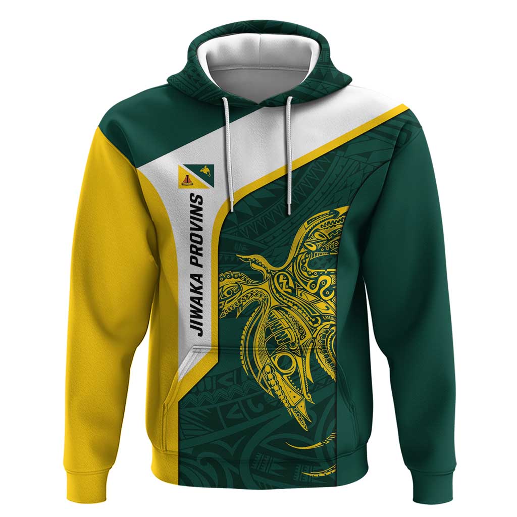 Personalised PNG Jiwaka Province Zip Hoodie Bird of Paradise Tattoo Flag Motif LT9 Pullover Hoodie Green - Polynesian Pride