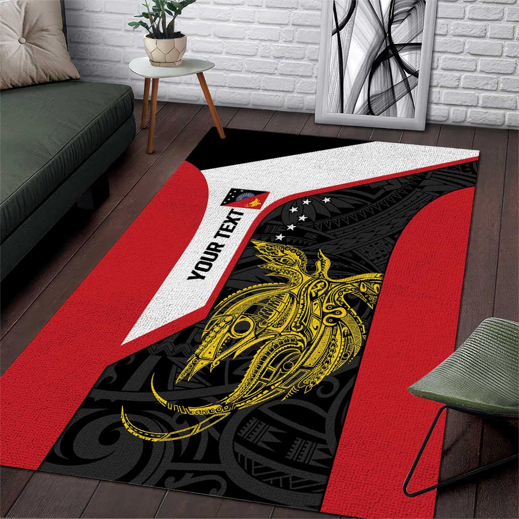 Personalised PNG Sandaun Province Area Rug Bird of Paradise Tattoo Flag Motif LT9 Red - Polynesian Pride