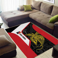 Personalised PNG Sandaun Province Area Rug Bird of Paradise Tattoo Flag Motif LT9 - Polynesian Pride
