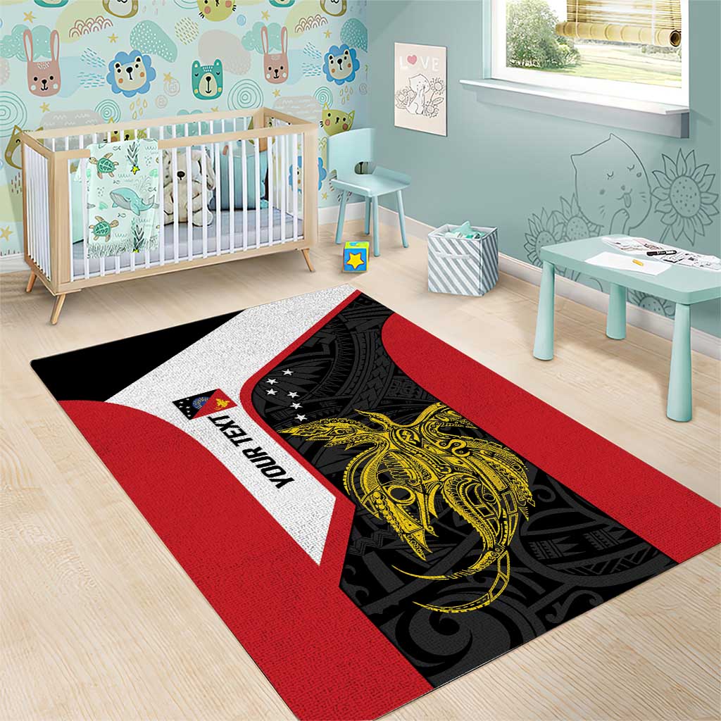 Personalised PNG Sandaun Province Area Rug Bird of Paradise Tattoo Flag Motif LT9 - Polynesian Pride