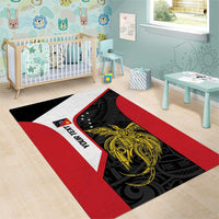 Personalised PNG Sandaun Province Area Rug Bird of Paradise Tattoo Flag Motif LT9 - Polynesian Pride