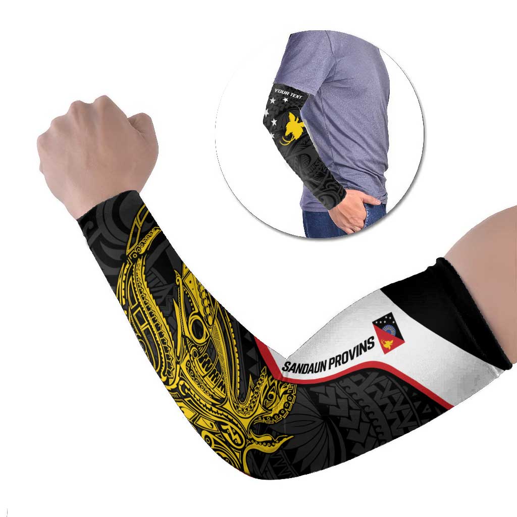 Personalised PNG Sandaun Province Arm Sleeves Bird of Paradise Tattoo Flag Motif LT9 Set of 2 Red - Polynesian Pride