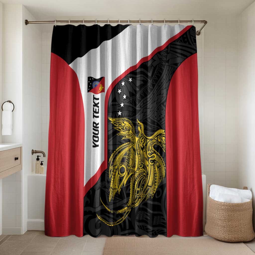 Personalised PNG Sandaun Province Bathroom Set Bird of Paradise Tattoo Flag Motif LT9 Shower Curtain Only Red - Polynesian Pride