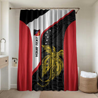 Personalised PNG Sandaun Province Bathroom Set Bird of Paradise Tattoo Flag Motif LT9 Shower Curtain Only Red - Polynesian Pride
