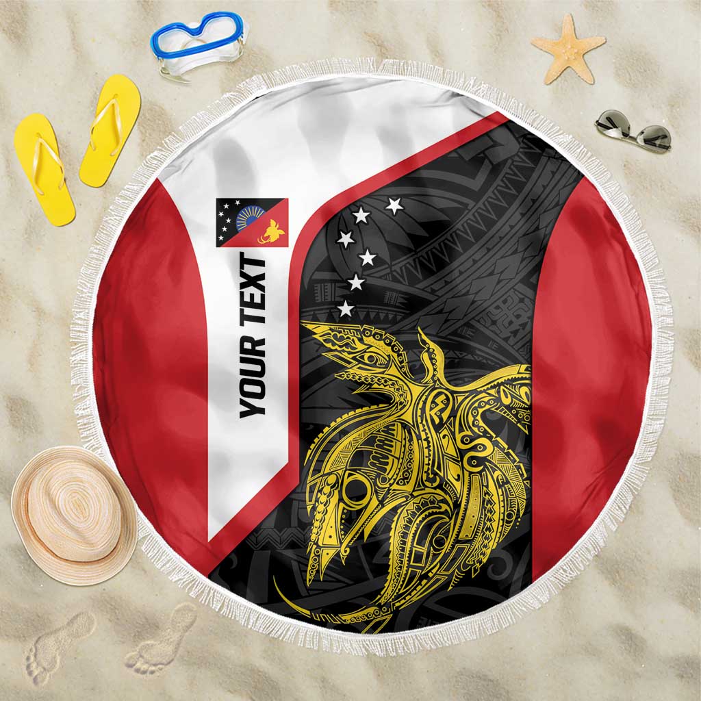 Personalised PNG Sandaun Province Beach Blanket Bird of Paradise Tattoo Flag Motif LT9 One Size 150cm Red - Polynesian Pride