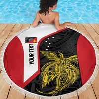 Personalised PNG Sandaun Province Beach Blanket Bird of Paradise Tattoo Flag Motif LT9 - Polynesian Pride