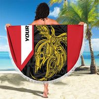 Personalised PNG Sandaun Province Beach Blanket Bird of Paradise Tattoo Flag Motif LT9 - Polynesian Pride