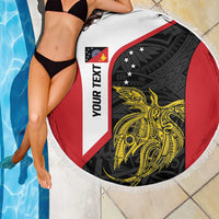 Personalised PNG Sandaun Province Beach Blanket Bird of Paradise Tattoo Flag Motif LT9 - Polynesian Pride