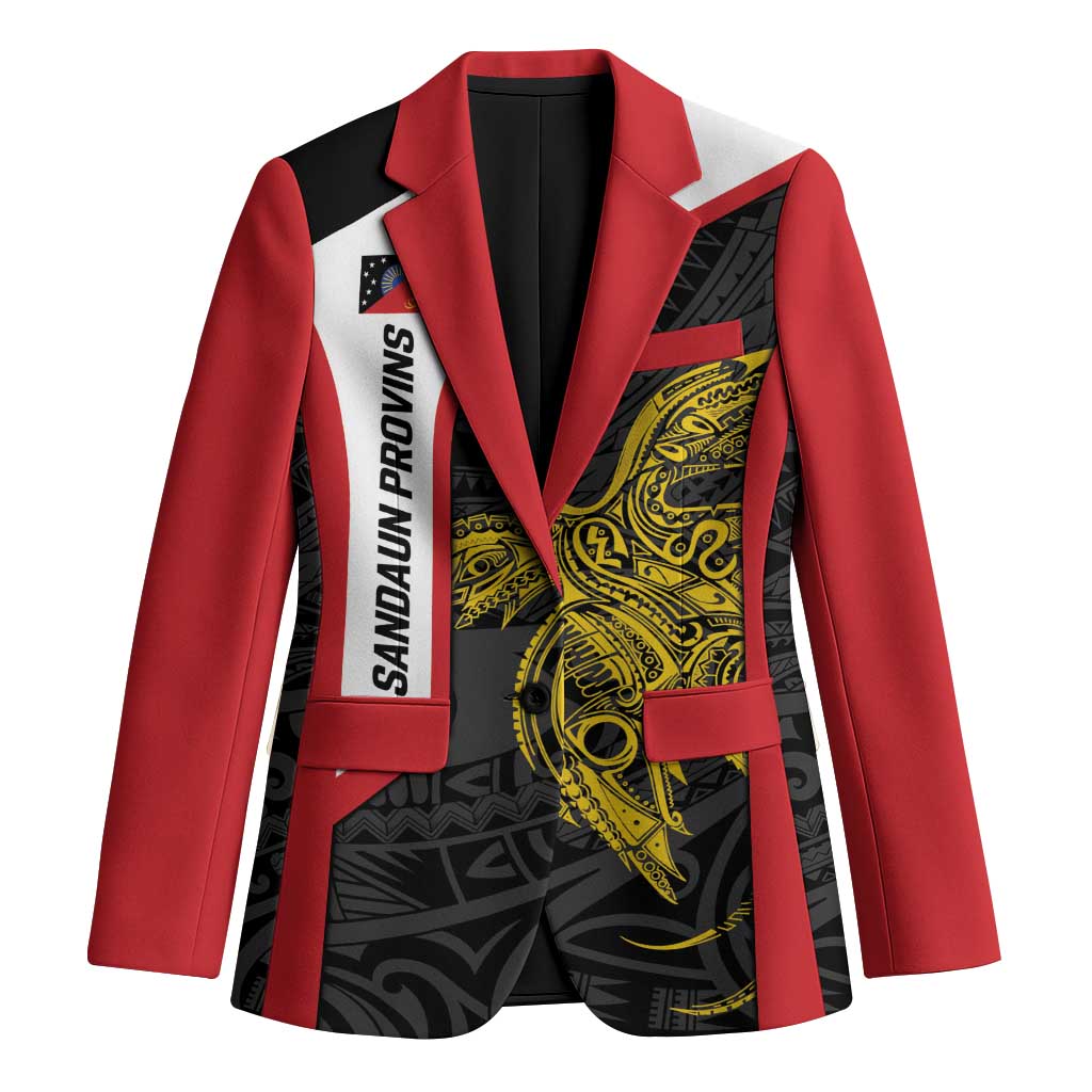 Personalised PNG Sandaun Province Blazer Bird of Paradise Tattoo Flag Motif LT9 Unisex Red - Polynesian Pride