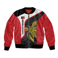 Personalised PNG Sandaun Province Bomber Jacket Bird of Paradise Tattoo Flag Motif LT9 Unisex Red - Polynesian Pride