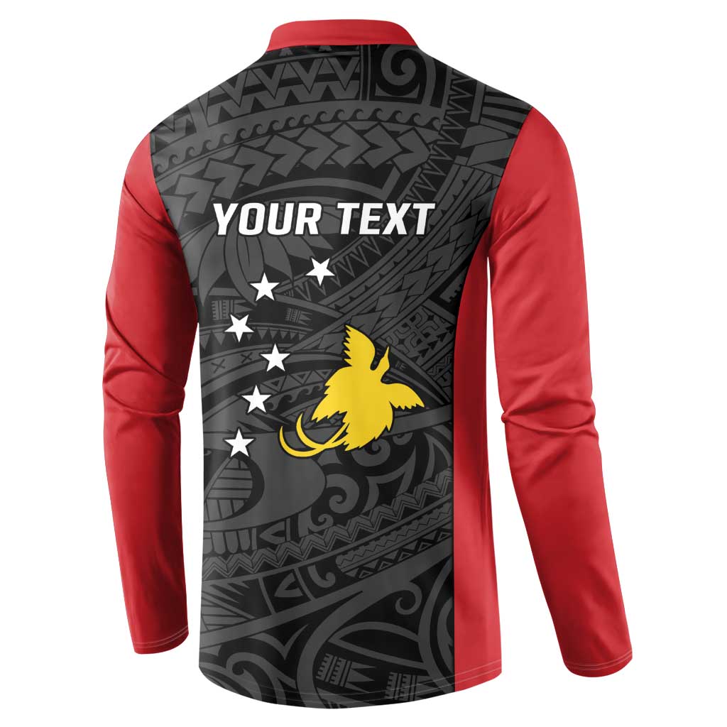 Personalised PNG Sandaun Province Button Sweatshirt Bird of Paradise Tattoo Flag Motif LT9 - Polynesian Pride