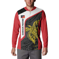 Personalised PNG Sandaun Province Button Sweatshirt Bird of Paradise Tattoo Flag Motif LT9 - Polynesian Pride