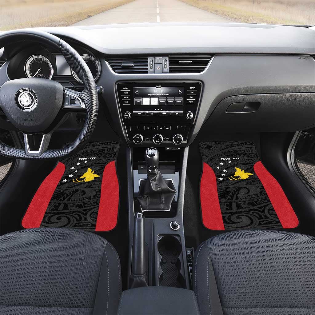 Personalised PNG Sandaun Province Car Mats Bird of Paradise Tattoo Flag Motif LT9 Set 2pcs - Front Red - Polynesian Pride