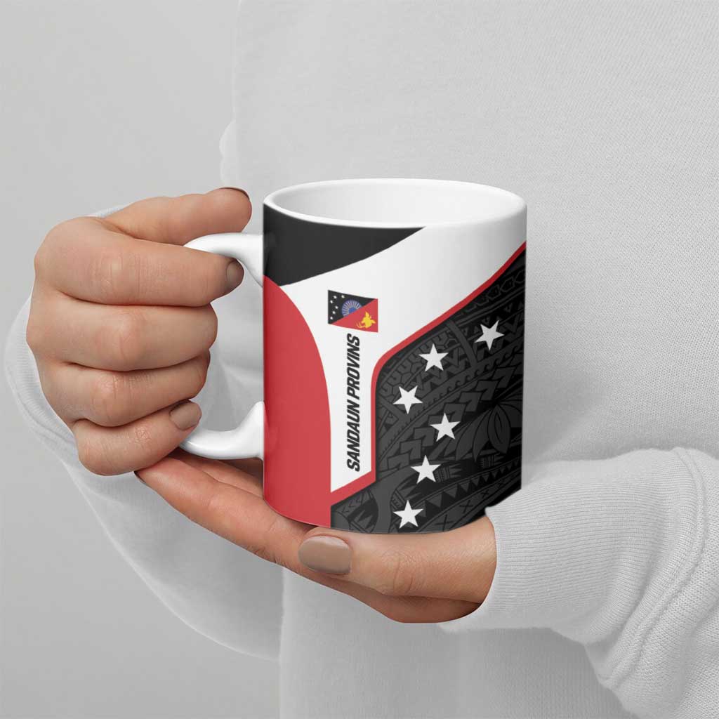 Personalised PNG Sandaun Province Ceramic Mug Bird of Paradise Tattoo Flag Motif LT9 - Polynesian Pride