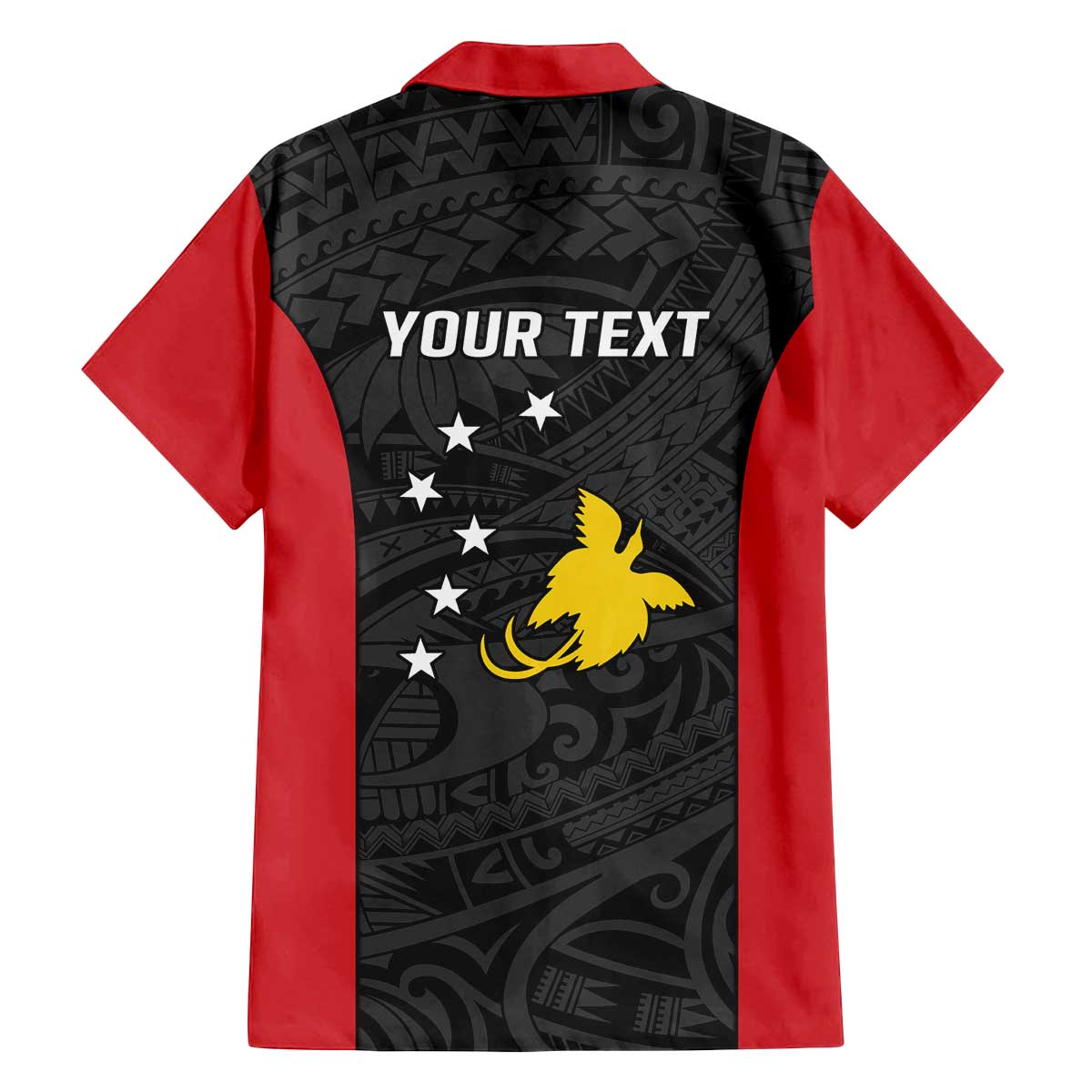 Personalised PNG Sandaun Province Family Matching Off The Shoulder Long Sleeve Dress and Hawaiian Shirt Bird of Paradise Tattoo Flag Motif LT9 - Polynesian Pride
