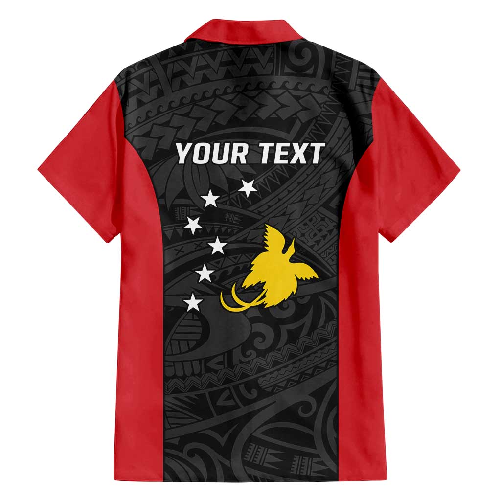 Personalised PNG Sandaun Province Family Matching Off Shoulder Short Dress and Hawaiian Shirt Bird of Paradise Tattoo Flag Motif LT9 - Polynesian Pride
