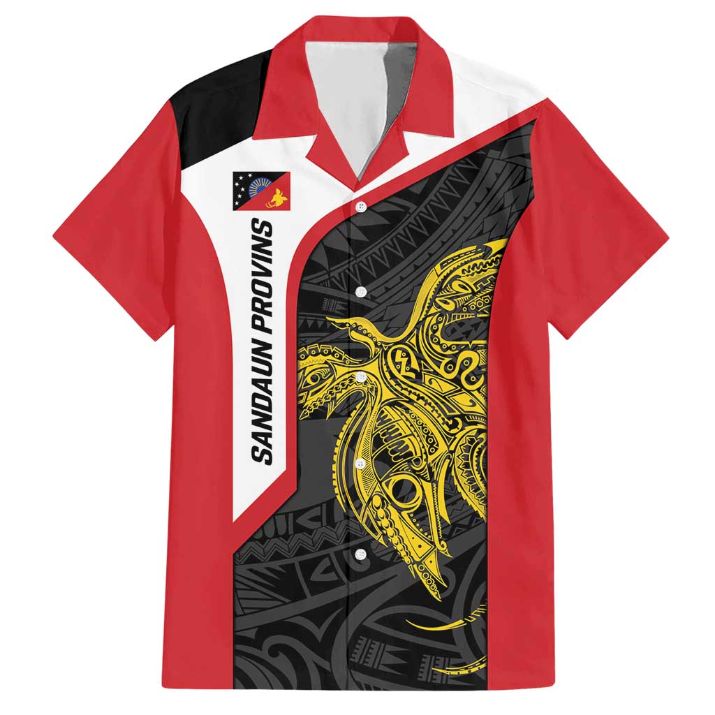 Personalised PNG Sandaun Province Hawaiian Shirt Bird of Paradise Tattoo Flag Motif LT9 Red - Polynesian Pride
