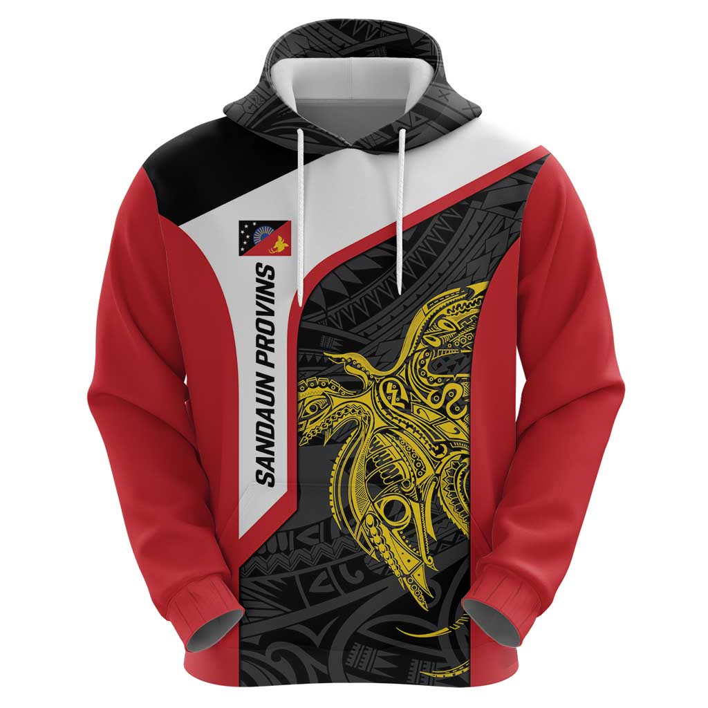 Personalised PNG Sandaun Province Hoodie Bird of Paradise Tattoo Flag Motif LT9 - Polynesian Pride
