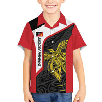 Personalised PNG Sandaun Province Kid Hawaiian Shirt Bird of Paradise Tattoo Flag Motif LT9 Kid Red - Polynesian Pride