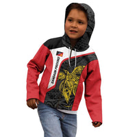 Personalised PNG Sandaun Province Kid Hoodie Bird of Paradise Tattoo Flag Motif LT9 - Polynesian Pride