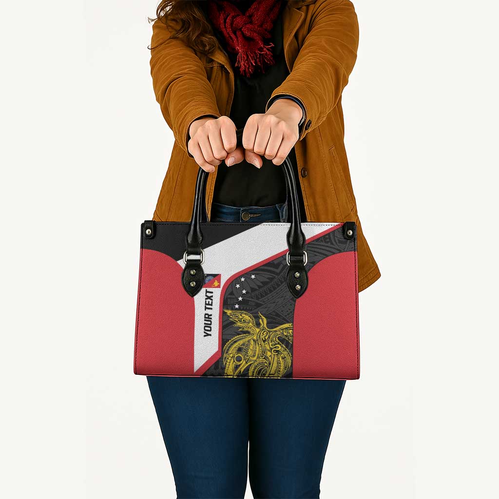 Personalised PNG Sandaun Province Leather Bag Bird of Paradise Tattoo Flag Motif LT9 - Polynesian Pride