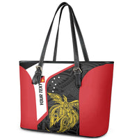 Personalised PNG Sandaun Province Leather Tote Bag Bird of Paradise Tattoo Flag Motif LT9 - Polynesian Pride
