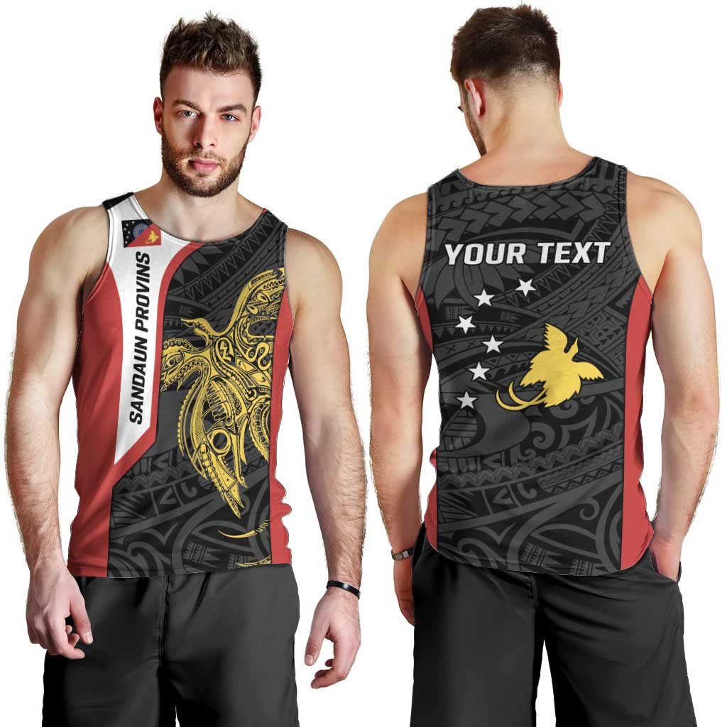 Personalised PNG Sandaun Province Men Tank Top Bird of Paradise Tattoo Flag Motif LT9 - Polynesian Pride