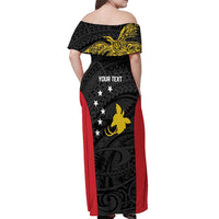 Personalised PNG Sandaun Province Off Shoulder Maxi Dress Bird of Paradise Tattoo Flag Motif LT9 - Polynesian Pride
