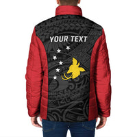 Personalised PNG Sandaun Province Padded Jacket Bird of Paradise Tattoo Flag Motif LT9 - Polynesian Pride