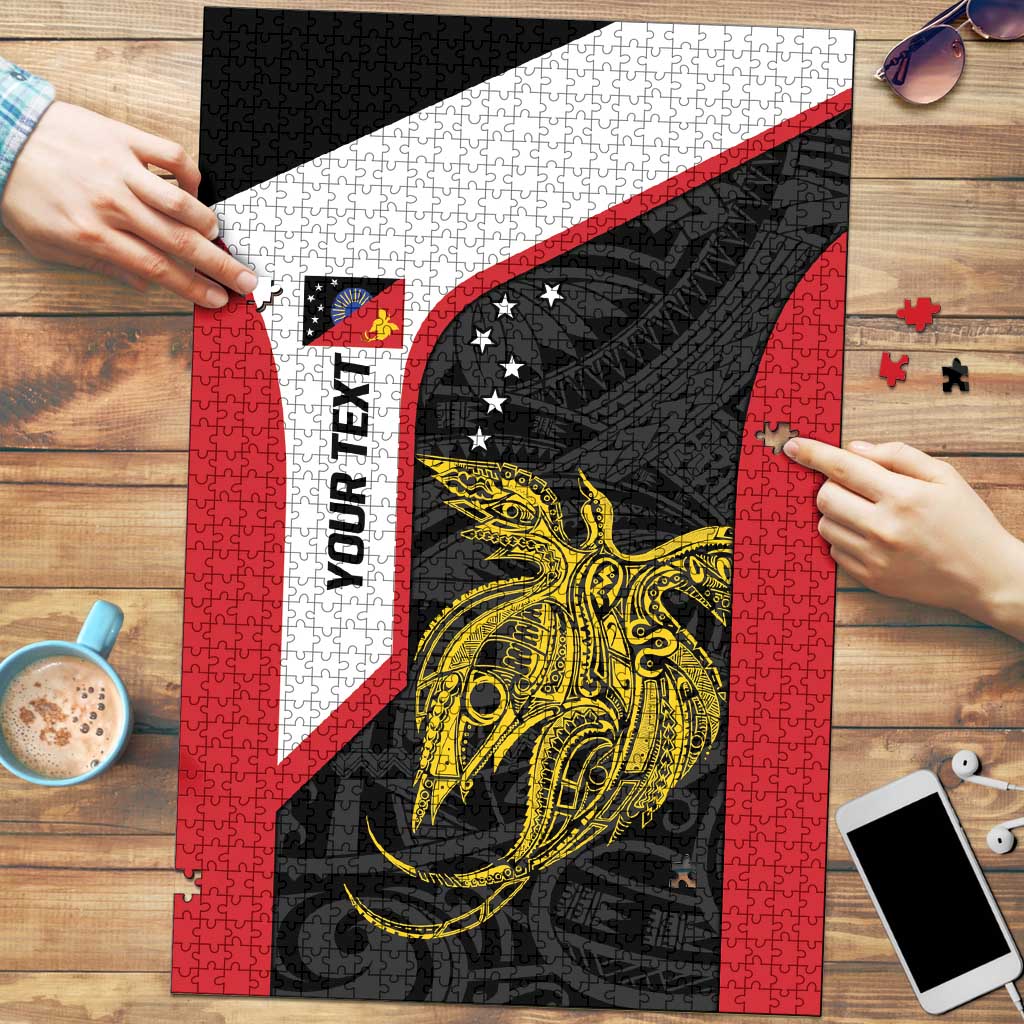 Personalised PNG Sandaun Province Puzzle Bird of Paradise Tattoo Flag Motif LT9 Red - Polynesian Pride
