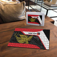 Personalised PNG Sandaun Province Puzzle Bird of Paradise Tattoo Flag Motif LT9 - Polynesian Pride