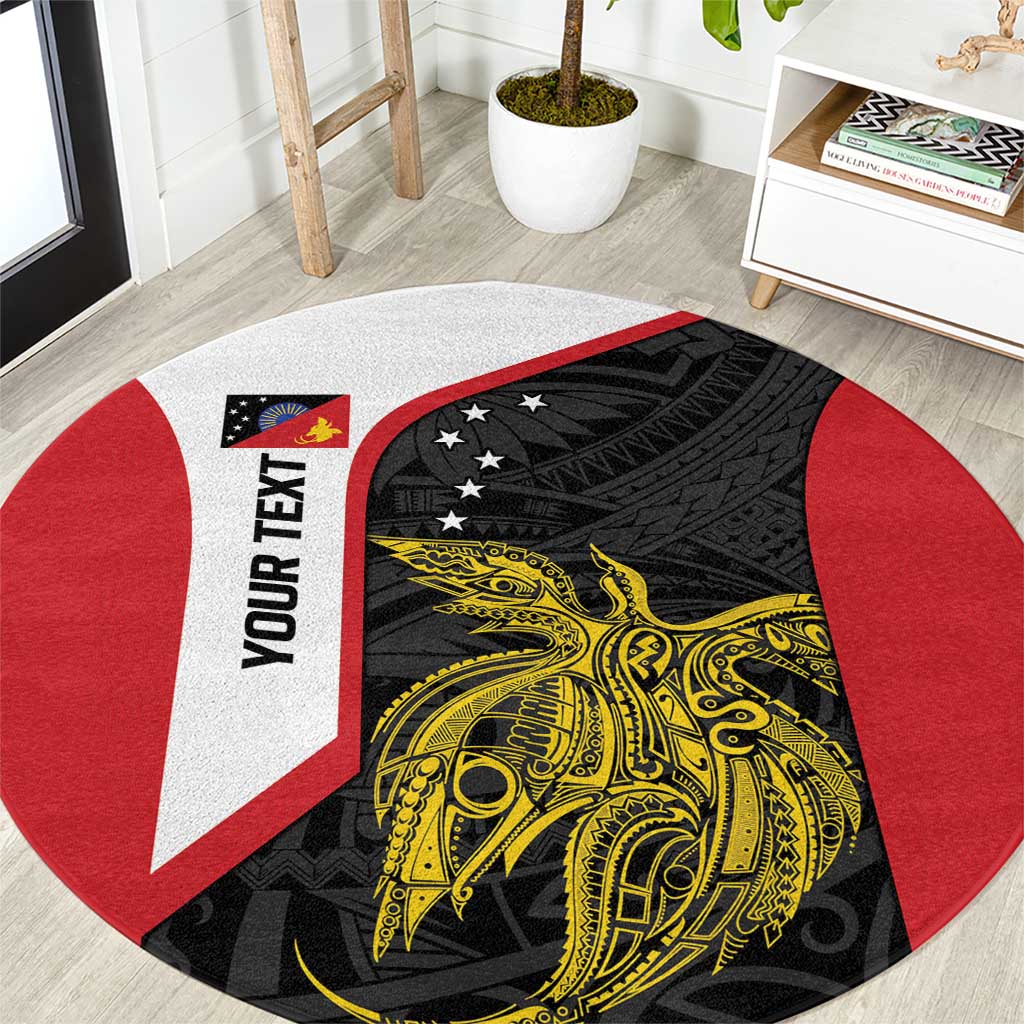 Personalised PNG Sandaun Province Round Carpet Bird of Paradise Tattoo Flag Motif LT9 Red - Polynesian Pride