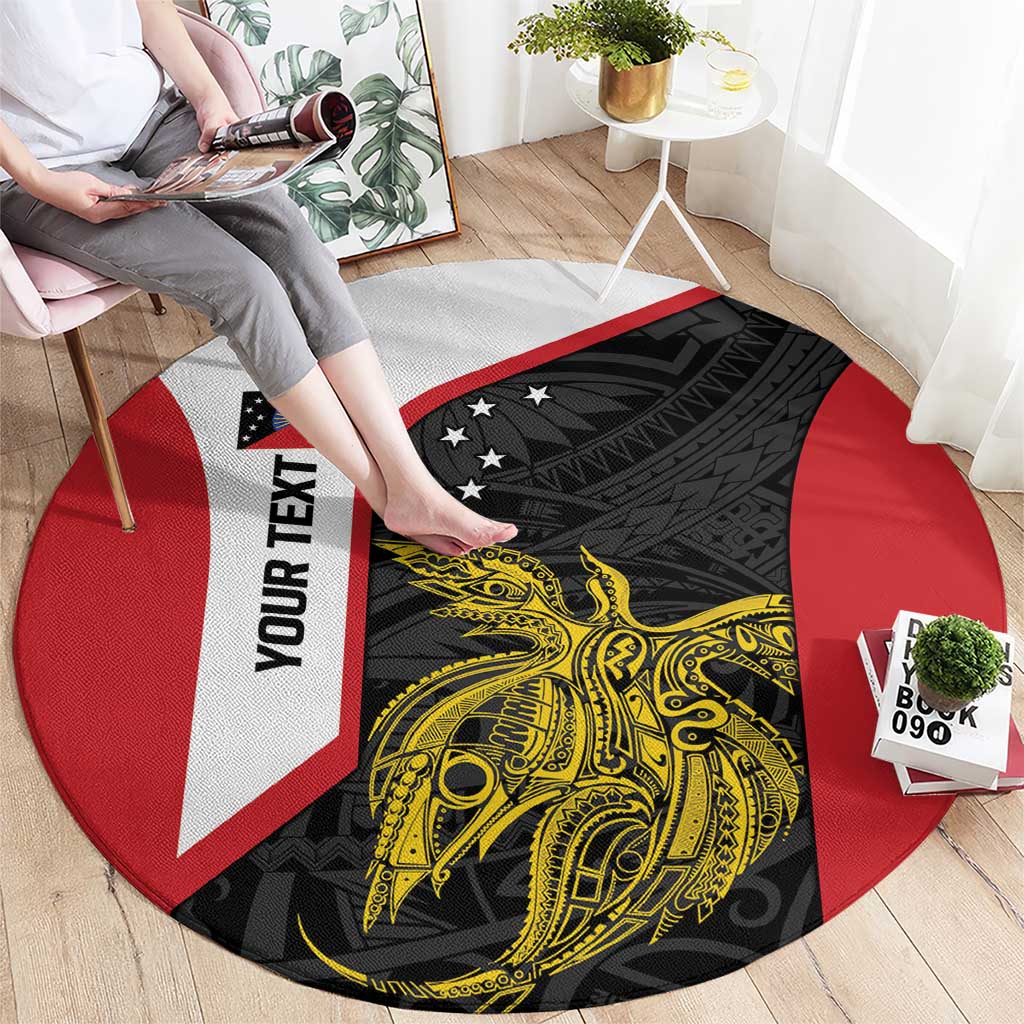 Personalised PNG Sandaun Province Round Carpet Bird of Paradise Tattoo Flag Motif LT9 - Polynesian Pride