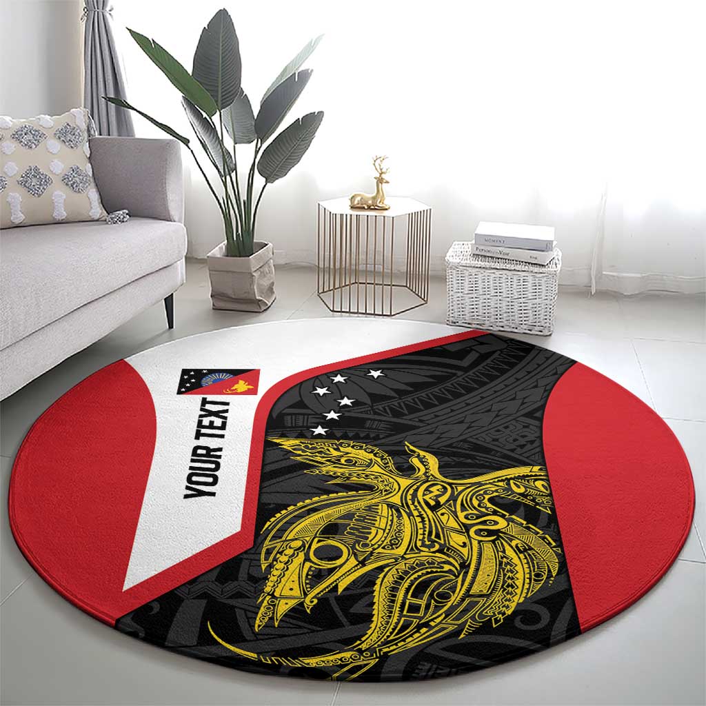 Personalised PNG Sandaun Province Round Carpet Bird of Paradise Tattoo Flag Motif LT9 - Polynesian Pride