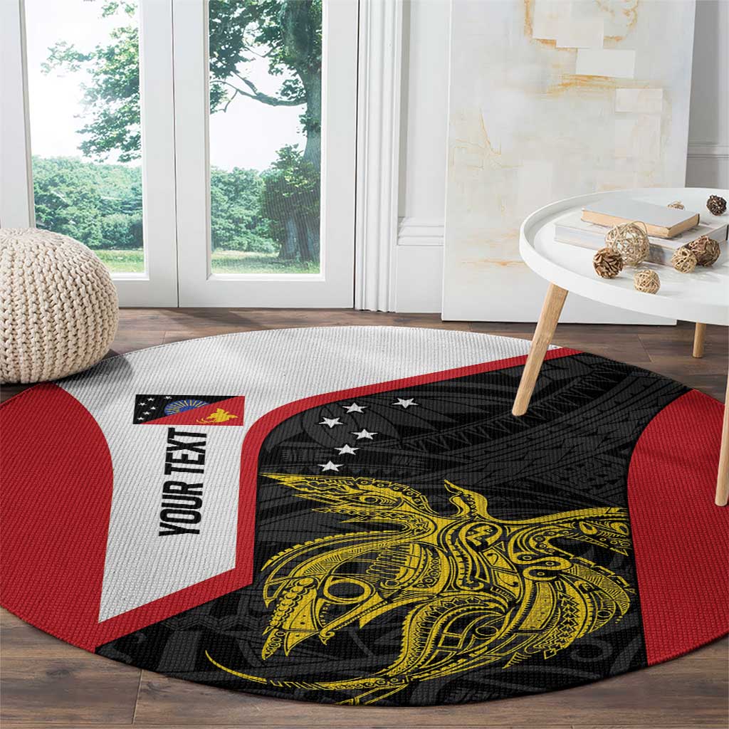 Personalised PNG Sandaun Province Round Carpet Bird of Paradise Tattoo Flag Motif LT9 - Polynesian Pride