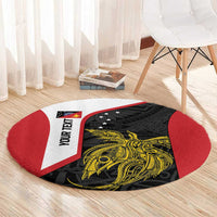Personalised PNG Sandaun Province Round Carpet Bird of Paradise Tattoo Flag Motif LT9 - Polynesian Pride