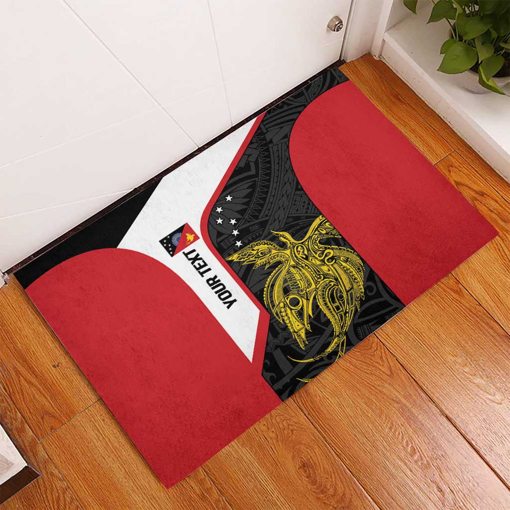 Personalised PNG Sandaun Province Rubber Doormat Bird of Paradise Tattoo Flag Motif LT9 - Polynesian Pride