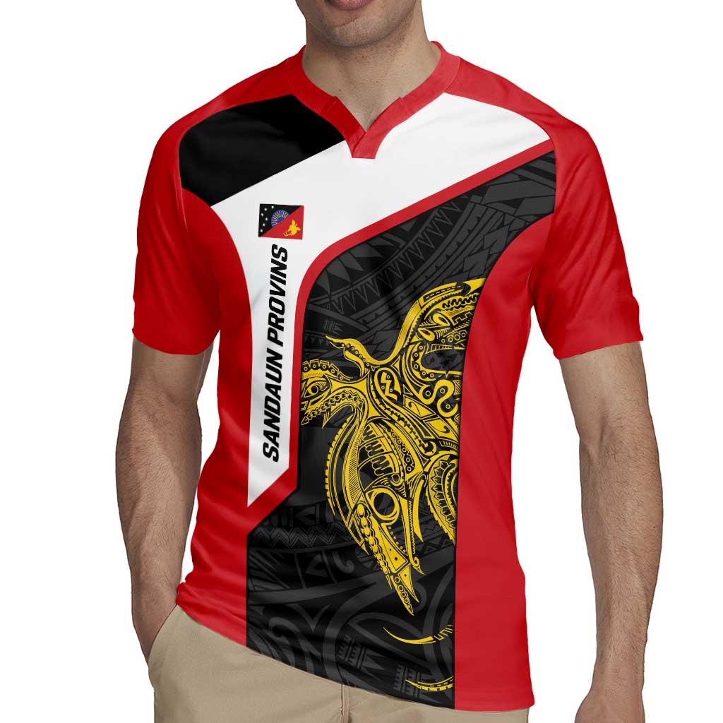 Personalised PNG Sandaun Province Rugby Jersey Bird of Paradise Tattoo Flag Motif LT9 - Polynesian Pride