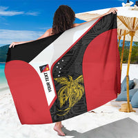 Personalised PNG Sandaun Province Sarong Bird of Paradise Tattoo Flag Motif LT9 One Size 44 x 66 inches Red - Polynesian Pride