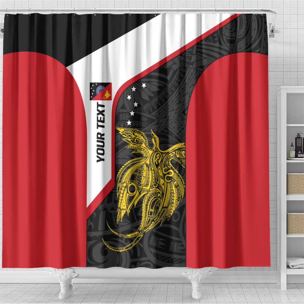 Personalised PNG Sandaun Province Shower Curtain Bird of Paradise Tattoo Flag Motif LT9 - Polynesian Pride