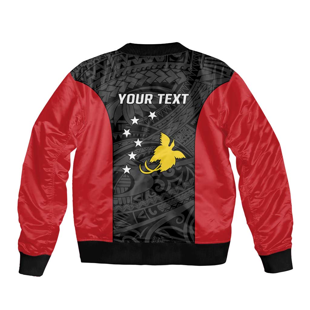 Personalised PNG Sandaun Province Sleeve Zip Bomber Jacket Bird of Paradise Tattoo Flag Motif LT9 - Polynesian Pride