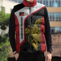 Personalised PNG Sandaun Province Sleeveless Puffer Jacket Bird of Paradise Tattoo Flag Motif LT9 - Polynesian Pride