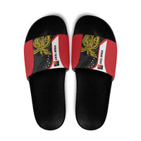 Personalised PNG Sandaun Province Slide Sandals Bird of Paradise Tattoo Flag Motif LT9 Red - Polynesian Pride