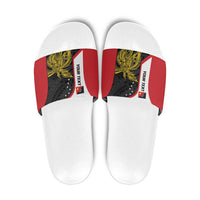 Personalised PNG Sandaun Province Slide Sandals Bird of Paradise Tattoo Flag Motif LT9 Red - Polynesian Pride