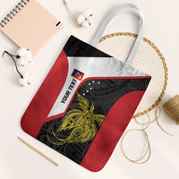 Personalised PNG Sandaun Province Tote Bag Bird of Paradise Tattoo Flag Motif LT9 White Strap One Size Red - Polynesian Pride