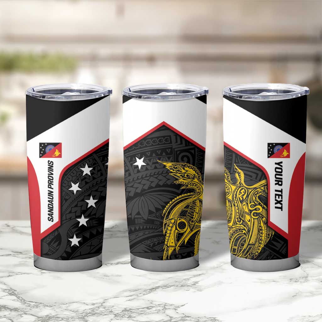 Personalised PNG Sandaun Province Tumbler Cup Bird of Paradise Tattoo Flag Motif LT9 - Polynesian Pride