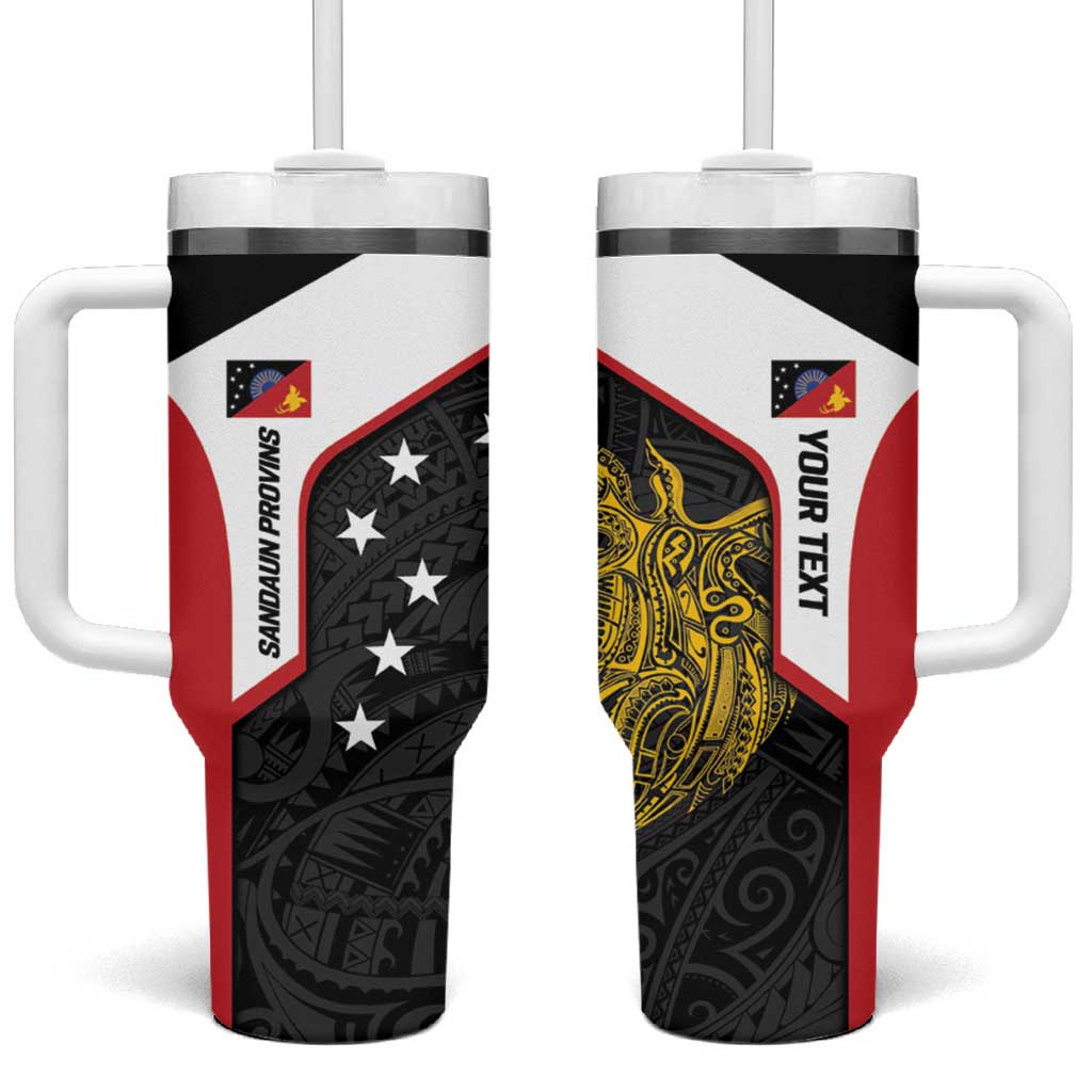 Personalised PNG Sandaun Province Tumbler With Handle Bird of Paradise Tattoo Flag Motif LT9 One Size: 40 oz Red - Polynesian Pride