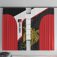 Personalised PNG Sandaun Province Window Curtain Bird of Paradise Tattoo Flag Motif LT9 With Hooks Red - Polynesian Pride