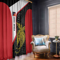 Personalised PNG Sandaun Province Window Curtain Bird of Paradise Tattoo Flag Motif LT9 - Polynesian Pride
