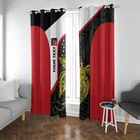 Personalised PNG Sandaun Province Window Curtain Bird of Paradise Tattoo Flag Motif LT9 With Grommets Red - Polynesian Pride